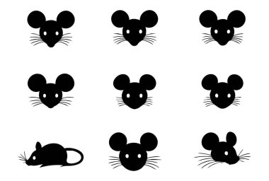 Şirin Hayvan Fare Baş Vektör İllüstrasyonu