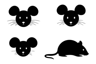 Küçük Hayvan Başı Silueti Fare Vektörü