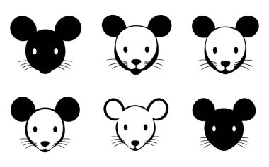 Beyaz Arkaplanda Fare Başlı Vektör Silueti