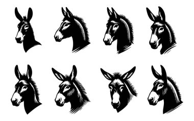 Beyaz Arkaplanda Katır Başı Vektör Silueti