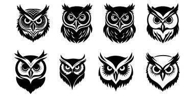 Beyaz Arkaplan 'da Baykuş Baş Vekil Silueti, Hayvan Sanatı Projeleri Minimalist Baykuş Baş Silueti, Kuş ve Vahşi Yaşam Resimleri için Baykuş Profil Vektörü