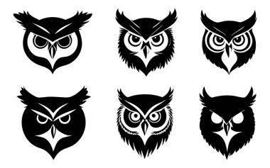 Beyaz Arkaplan 'da Baykuş Baş Vekil Silueti, Hayvan Sanatı Projeleri Minimalist Baykuş Baş Silueti, Kuş ve Vahşi Yaşam Resimleri için Baykuş Profil Vektörü