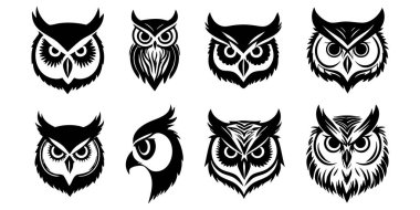 Beyaz Arkaplan 'da Baykuş Baş Vekil Silueti, Hayvan Sanatı Projeleri Minimalist Baykuş Baş Silueti, Kuş ve Vahşi Yaşam Resimleri için Baykuş Profil Vektörü