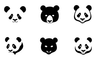 Beyaz arkaplanda siyah panda yüzü