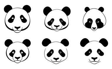 Vektör panda hazır. Siyah ve beyaz panda. Panda suratlı. Vektör. izole