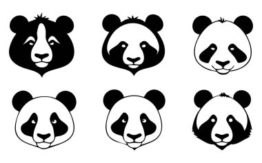 Beyaz Arkaplanda Panda Baş Vektör Silueti
