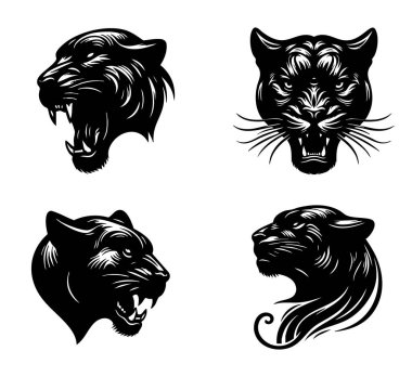 Hayvan ve Doğa Sanatında Kullanım İçin Panter Yüz Vektörü