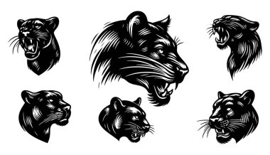 Marka ve Sanat İçin Büyük Kedi Panter Baş Silueti