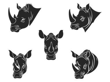 Gergedan Vektör Silueti Beyaz Arkaplanda