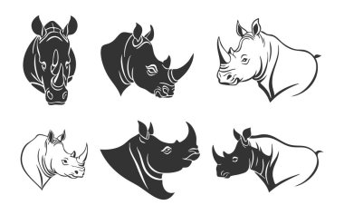 Gergedan Vektör Silueti Beyaz Arkaplanda