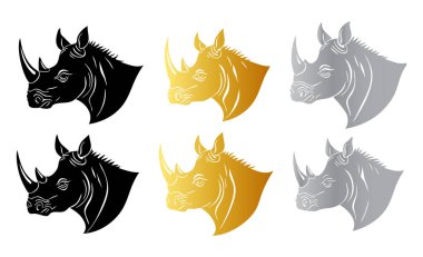 Gergedan Vektör Silueti Beyaz Arkaplanda