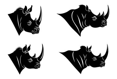 Gergedan Vektör Silueti Beyaz Arkaplanda