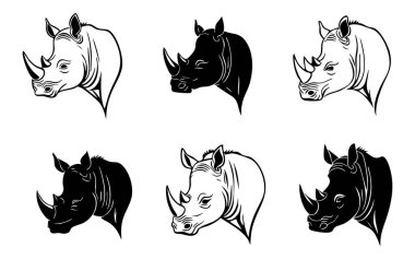 Gergedan Vektör Silueti Beyaz Arkaplanda