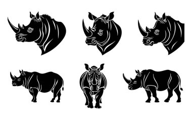 Gergedan Vektör Silueti Beyaz Arkaplanda