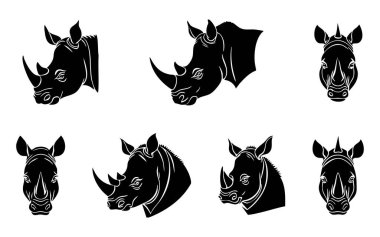 Gergedan Vektör Silueti Beyaz Arkaplanda