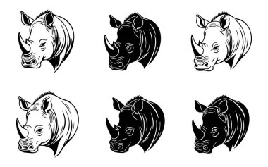 Gergedan Vektör Silueti Beyaz Arkaplanda