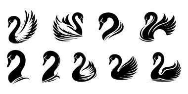 Beyaz Arkaplanda Kuğu Vektörü Silueti