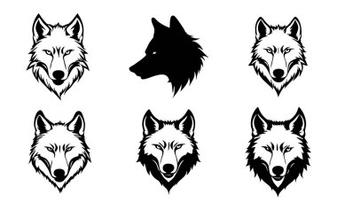 Siyah kurt başı vektörü beyaz arkaplanda izole edildi