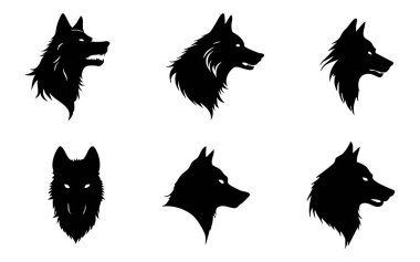 Bir takım siyah köpek. Vektör çizimi. siyah köpek siluetleri.