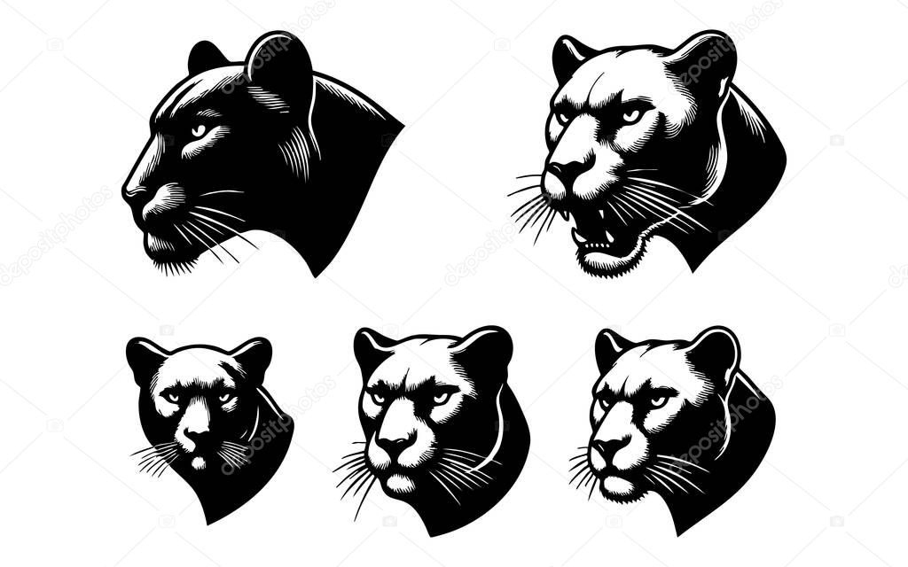 Dangerous Wild Cat Head Vector for Themed Projects