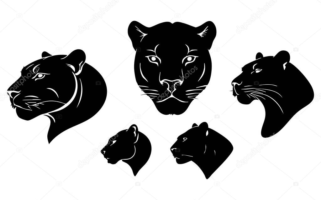 Fierce Panther Face Silhouette for Wildlife Art