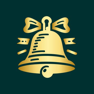 Vektör altın çan simgesi. Noel konsepti için Noel süslemesi unsuru. Web, web siteleri ve simge tasarımı için beyaz arkaplanda izole.