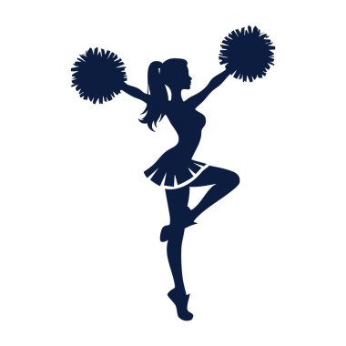 Amigo Kız Siluet Vektörü Havada Pompon Yükseltiyor