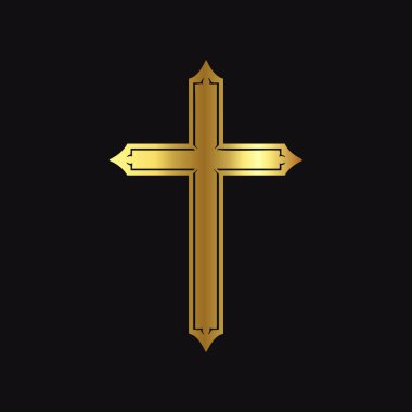 Siyah zemin üzerinde altın haç, vektör illüstrasyonu