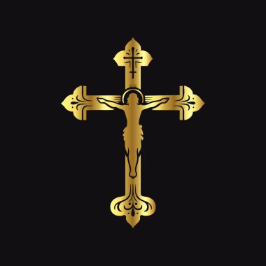 Altın haç. Hıristiyanın sembolü. çapraz simge