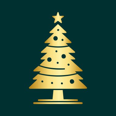 Yeşil arka planda noel ağacı simgesi. vektör illüstrasyonu