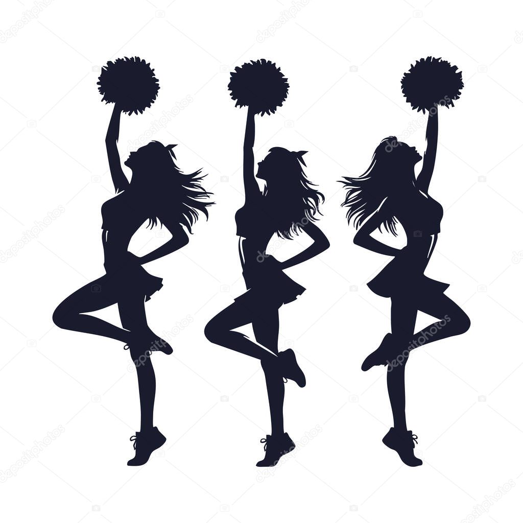Youth Cheerleader Silhouette Showing Dynamic Motion