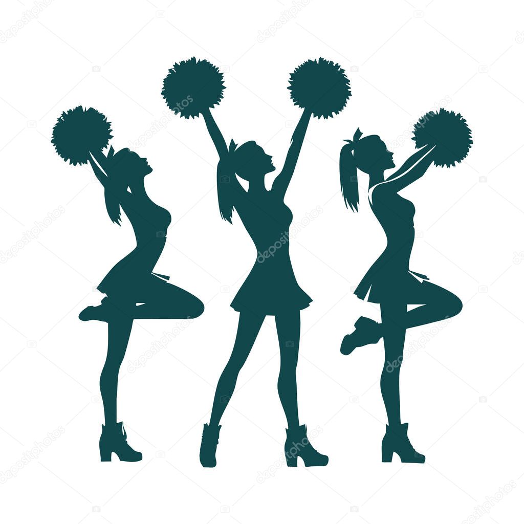 Abstract Cheerleader Silhouette Flat Vector