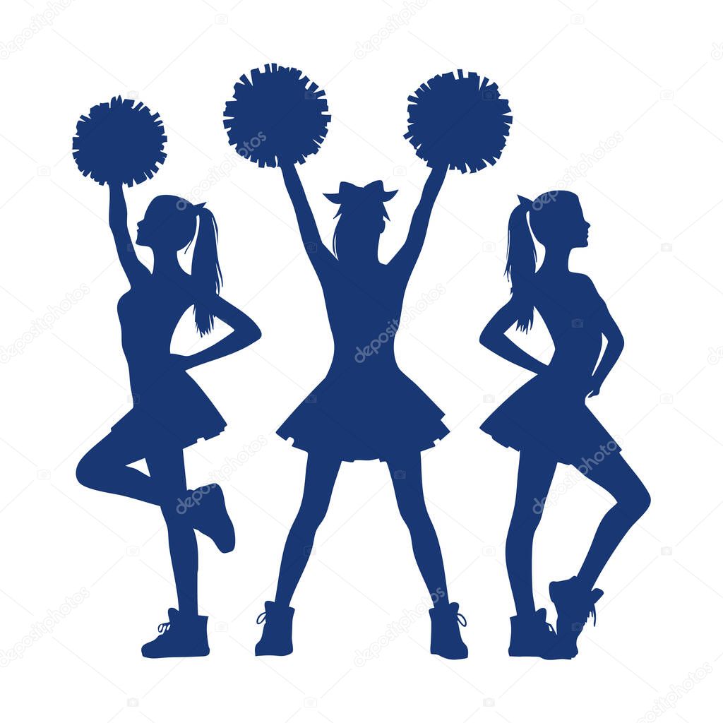 Cheerleader Silhouette PosterStyle Vector Clipart