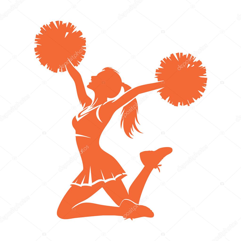 PomPom Cheerleader Silhouette Vector Graphic