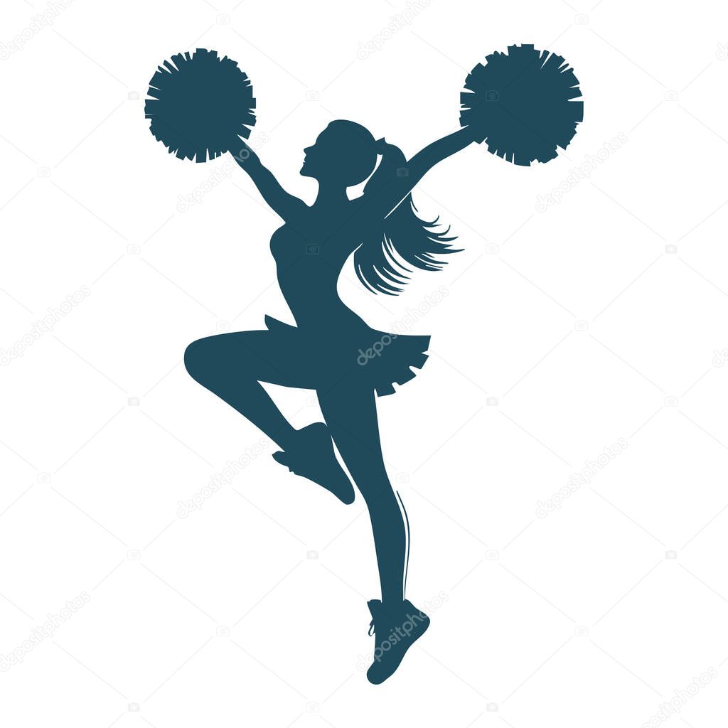 Minimal Cheerleader Silhouette on White Background