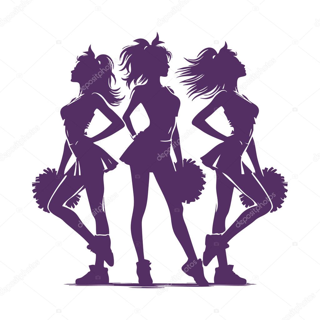 Cheerleader Silhouette Vector Doing a Split Jump