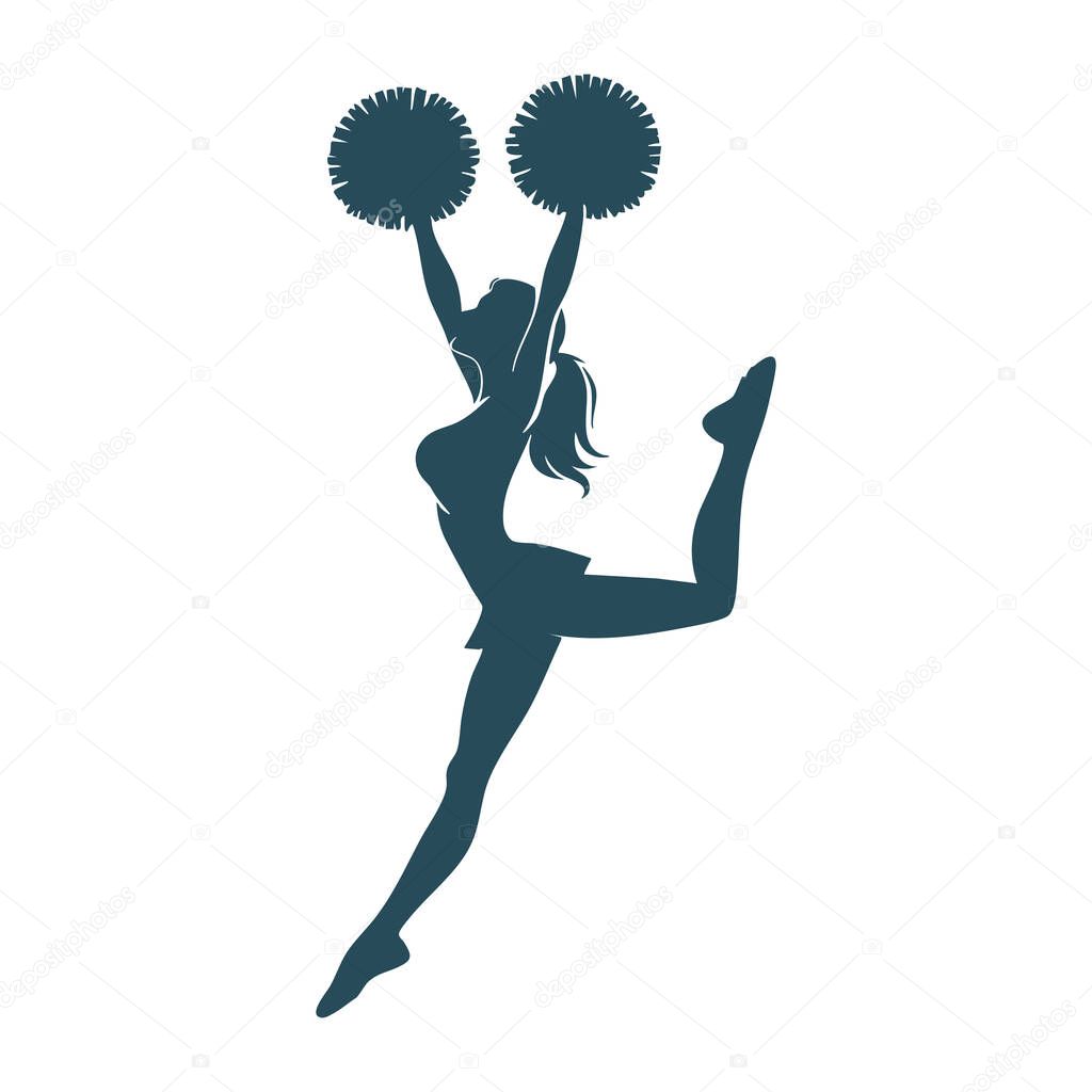 Athletic Cheerleader Silhouette in Classic Cheer Pose