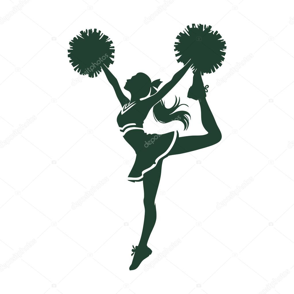 Cheerleader Silhouette Celebrating Victory Vector Art