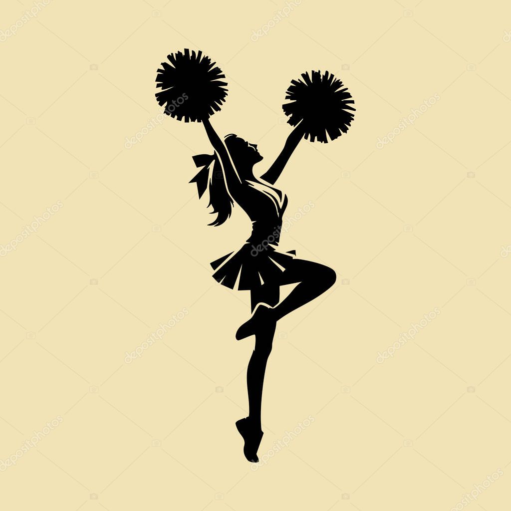 Team Spirit Cheerleader Silhouette with PomPoms