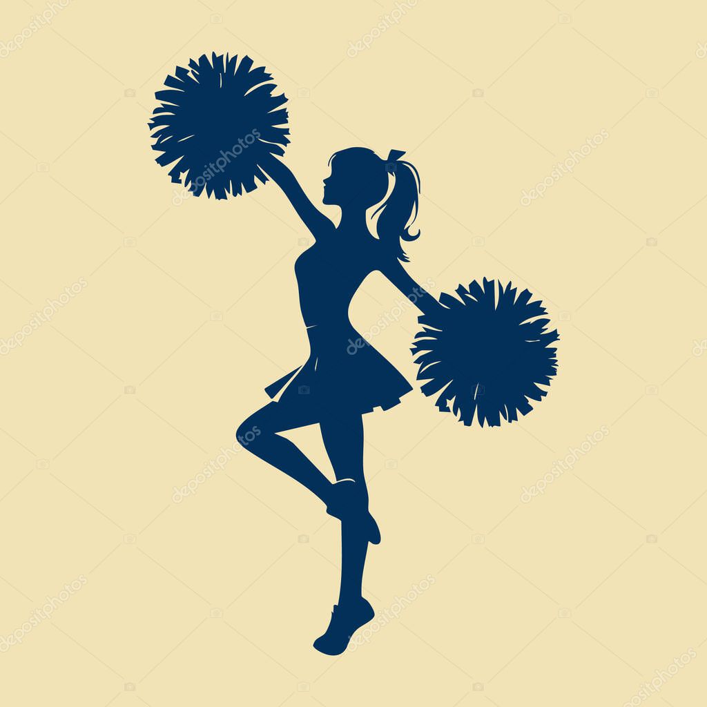 Energetic Cheerleader Silhouette Performing High Kick