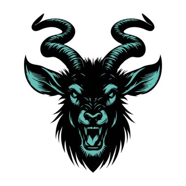 Keskin Boynuzlu Tek Renkli Antilop Başı