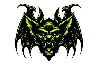 Beyaz Arkaplanda Kızgın Yarasa Yüzü Vektörü