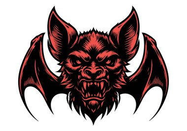 Beyaz Arkaplanda Kızgın Yarasa Yüzü Vektörü