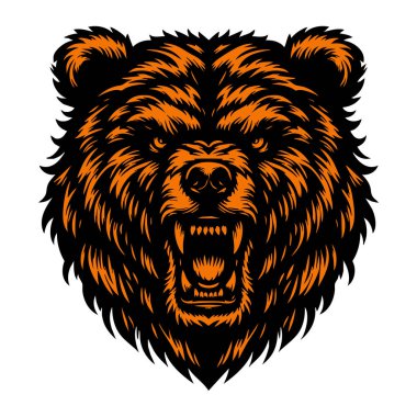 Kükreyen Ayı Başı Beyaz Arkaplanda Clipart