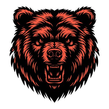 Keskin Dişlerle Saldırgan Ayı Kafası Çizimi