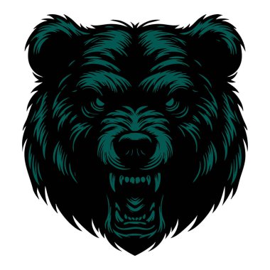 Beyaz Arkaplanda Kızgın Ayı Yüzlü Vektör