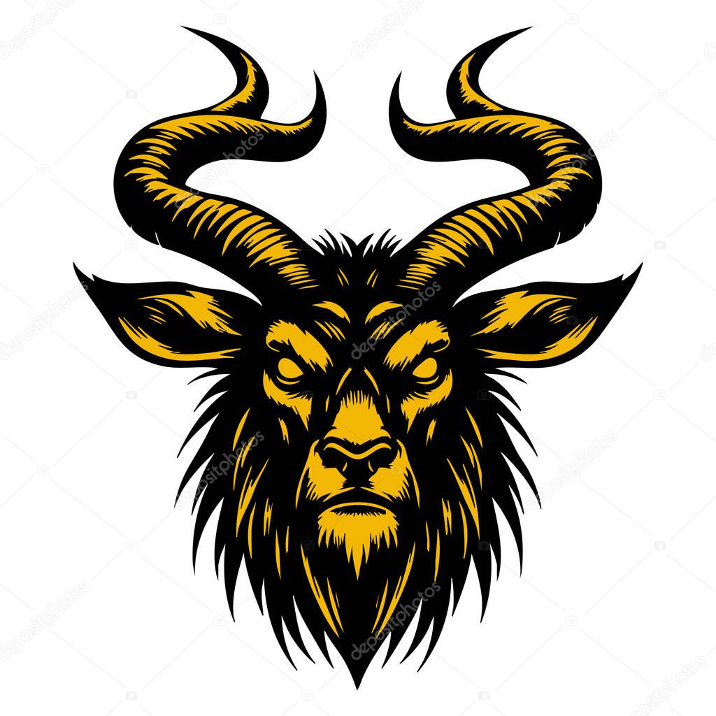 Intimidating Antelope Illustration in Black