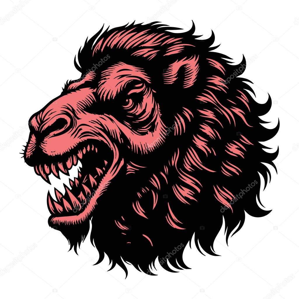 Monochrome Angry Camel Face Illustration