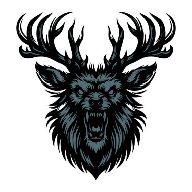 Güçlü ve vahşi Geyik Kafa Sanatı