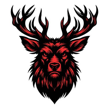 Kızgın Geyik Surat Vektörü Beyaz Üzerine İzole Edildi